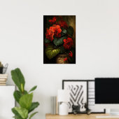Red Begonias Bloemenkunst Print Poster (Thuiskantoor)