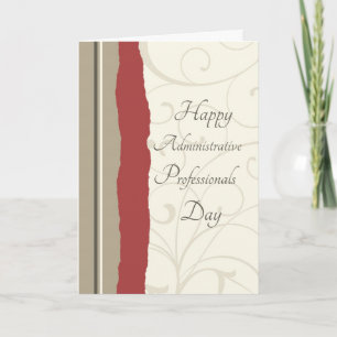Red Beige Administrative Professionals Day Card Kaart