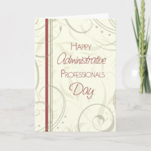 Red Beige Administrative Professionals Day Card Kaart