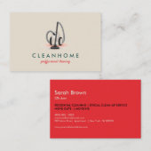 Red beige Cleaning House Keeping Janitorial Visitekaartje (Voorkant / Achterkant)