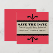 Red/beige Fancy Art Deco Save the Date Invite (Voorkant / Achterkant)