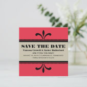 Red/beige Fancy Art Deco Save the Date Invite (Staand voorkant)