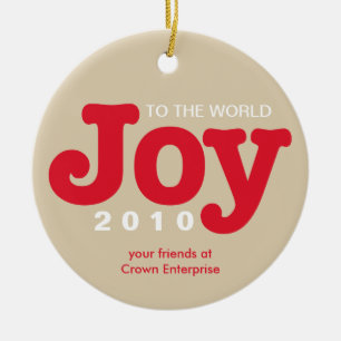 Red beige joy to world custom business logo keramisch ornament