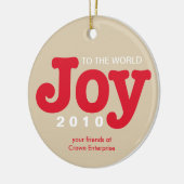 Red beige joy to world custom business logo keramisch ornament (Links)