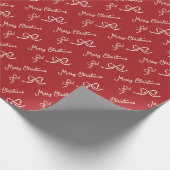 Red Beige Merry Christmas Bow Pattern Cadeaupapier (Hoek)