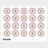Red Beige Merry Kerstmis Rudolph Holiday Baking Ronde Sticker (Vel)