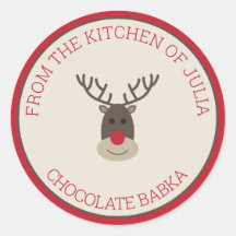 Red Beige Merry Kerstmis Rudolph Holiday Baking