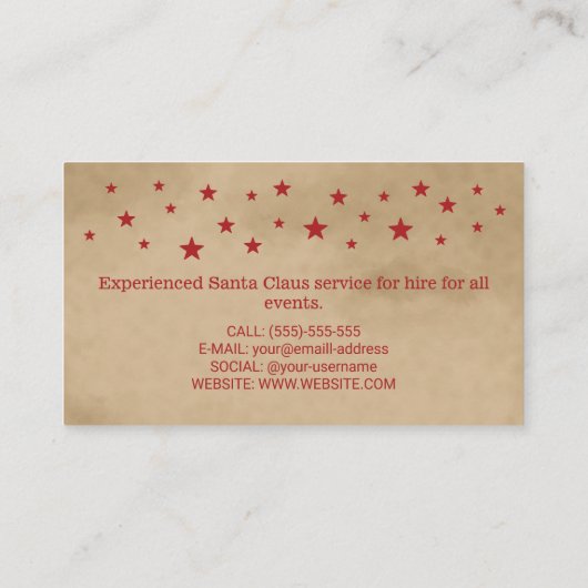 Red Beige Santa Sleigh Professional Service Visitekaartje (Achterkant)