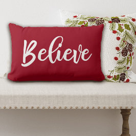 Red Believe Script Kerstkussen Kussen