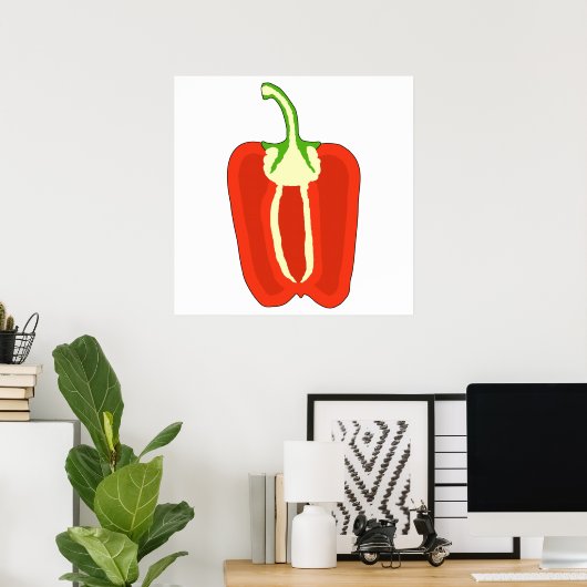Red Bell Pepper Half. Capsicum. Poster (Thuiskantoor)