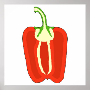 Red Bell Pepper Half. Capsicum. Poster