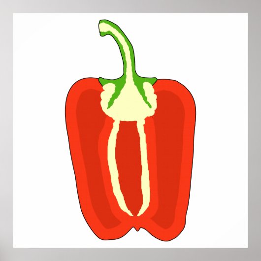 Red Bell Pepper Half. Capsicum. Poster (Voorkant)