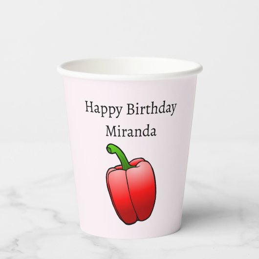 Red Bell Pepper Papieren Bekers (Achterkant)