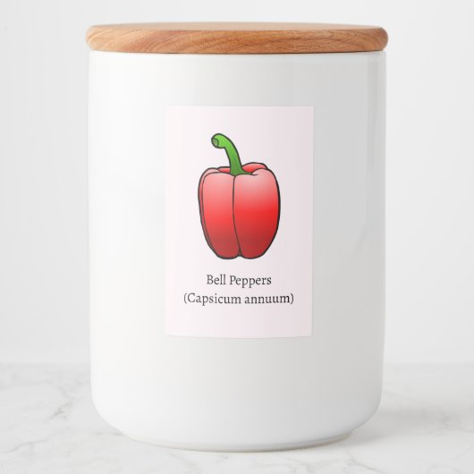 Red Bell Pepper Voedselcontainer Etiket (Voorkant)