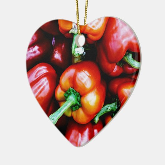 Red Bell Peppers Keramisch Ornament (Links)