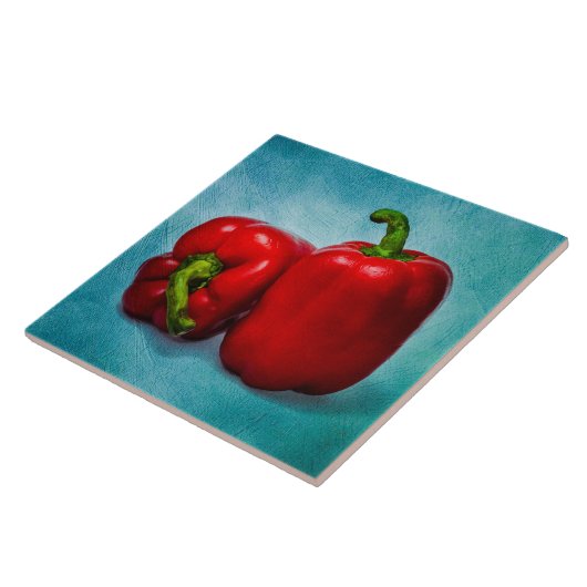 Red Bell Peppers Tegeltje (Zijkant)
