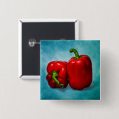 Red Bell Peppers Vierkante Button 5,1 Cm (Voorkant /achterkant)