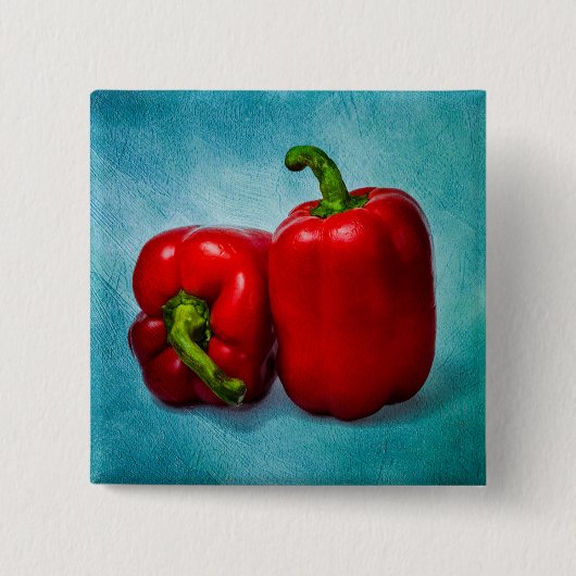 Red Bell Peppers Vierkante Button 5,1 Cm (Voorkant)