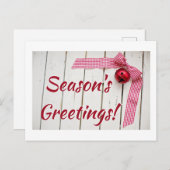 Red Bell Red Gingham Ribbon Briefkaart (Voorkant / Achterkant)