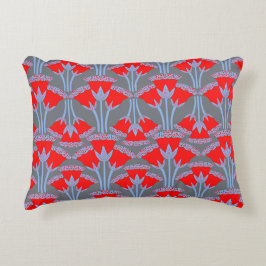Red Bellflower Accent Pillow | One Owl Artist Kussen