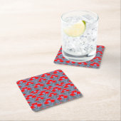 Red Bellflower Square Paper Coaster  Kartonnen Onderzetters (Insitu)