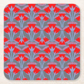 Red Bellflower Square Paper Coaster  Kartonnen Onderzetters (Voorkant)