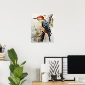 Red Bellied Woodpecker Bird Art Print Poster (Thuiskantoor)