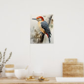 Red Bellied Woodpecker Bird Art Print Poster (Keuken)