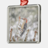 Red-bellied Woodpecker in de sneeuw Metalen Ornament (Links)