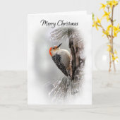 Red-Bellied Woodpecker kerstkaart Kaart (Gele Bloem)