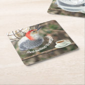 Red-bellied Woodpecker Onderzetter Set. (Schuin)