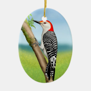 Red Bellied Woodpecker op Branch Ornament