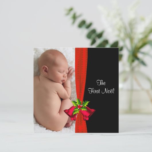 Red Bells Baby's eerste kerstkaart (Staand voorkant)