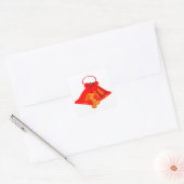 Red Bells en Holly Envelope Seals Vierkante Sticker (Envelop)