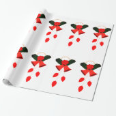 Red Bells en Holly Wrapping Paper Cadeaupapier (Uitgerold)