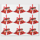 Red Bells en Holly Wrapping Paper Cadeaupapier (Vlak)