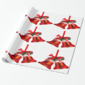 Red Bells en Holly Wrapping Paper Cadeaupapier (Uitgerold)
