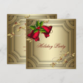 Red Bells Gold Corporate Christmas Party Kaart (Voorkant / Achterkant)