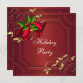 Red Bells Red Gold Corporate Holiday Party Kaart (Voorkant / Achterkant)