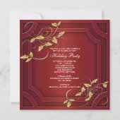 Red Bells Red Gold Corporate Holiday Party Kaart (Achterkant)