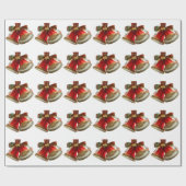 Red Bells White Wrapping Paper Cadeaupapier (Vlak)
