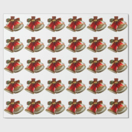 Red Bells White Wrapping Paper Cadeaupapier