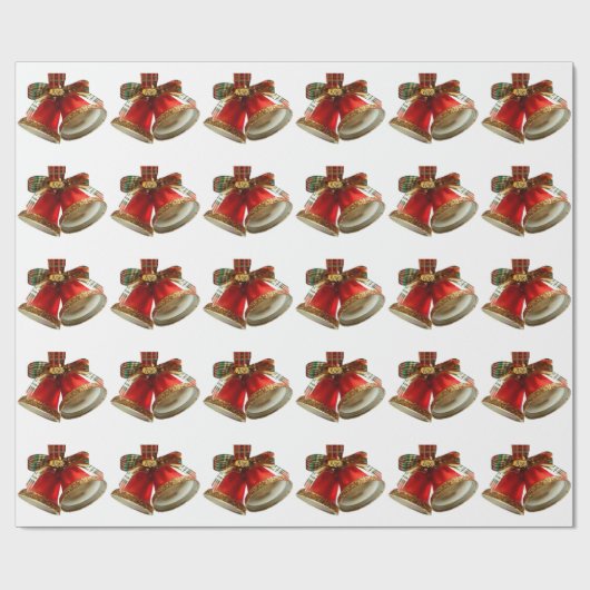 Red Bells White Wrapping Paper Cadeaupapier (Vlak)