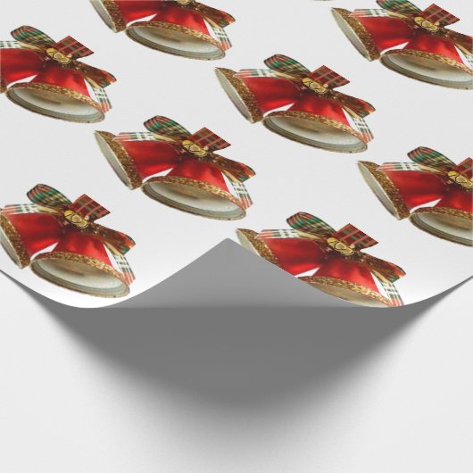 Red Bells White Wrapping Paper Cadeaupapier (Hoek)