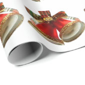 Red Bells White Wrapping Paper Cadeaupapier (Rol Hoek)