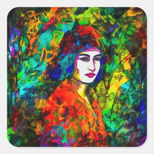 Red Beret Vierkante Sticker (Voorkant)