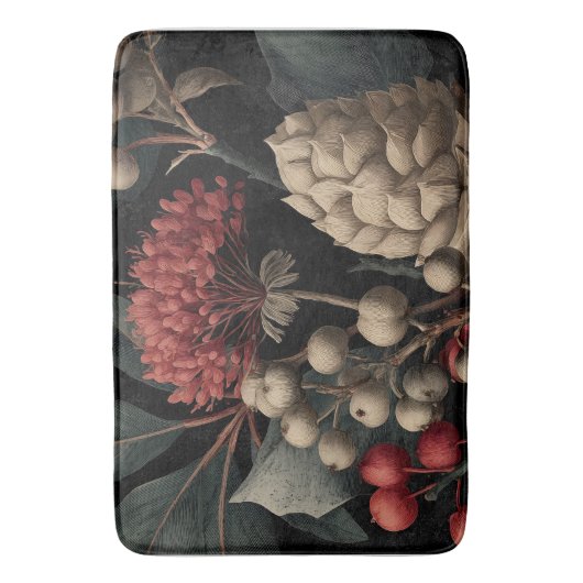 Red Berries and Exotic Seed Pods on Black Badmat (Voorkant Verticaal)