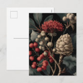 Red Berries and Exotic Seed Pods on Black Feestdagenkaart (Voorkant / Achterkant)
