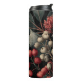 Red Berries and Exotic Seed Pods on Black Thermosbeker (Gedraaid links)