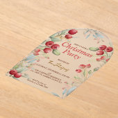 Red Berries and Pine Holiday Acryl Uitnodigingen (Laagn)